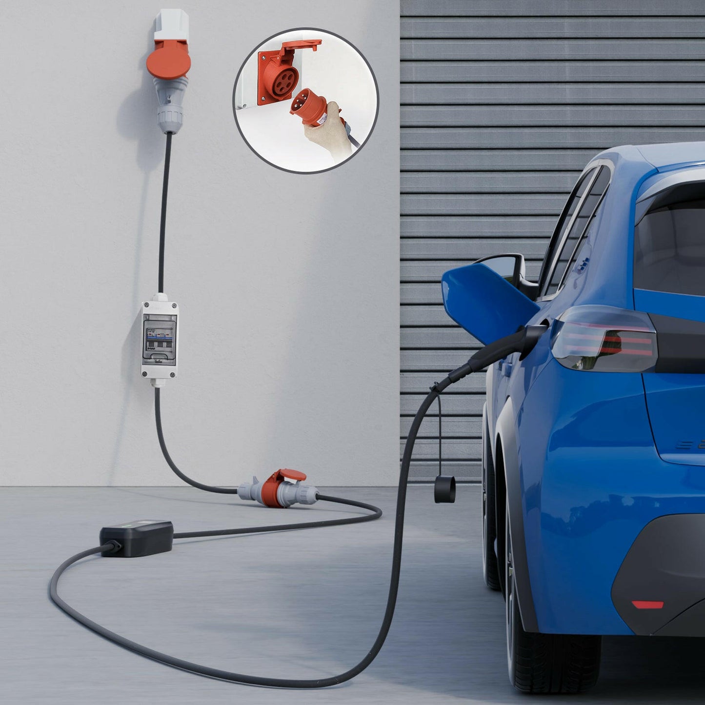 CEE Adapter mit Sicherungsautomat