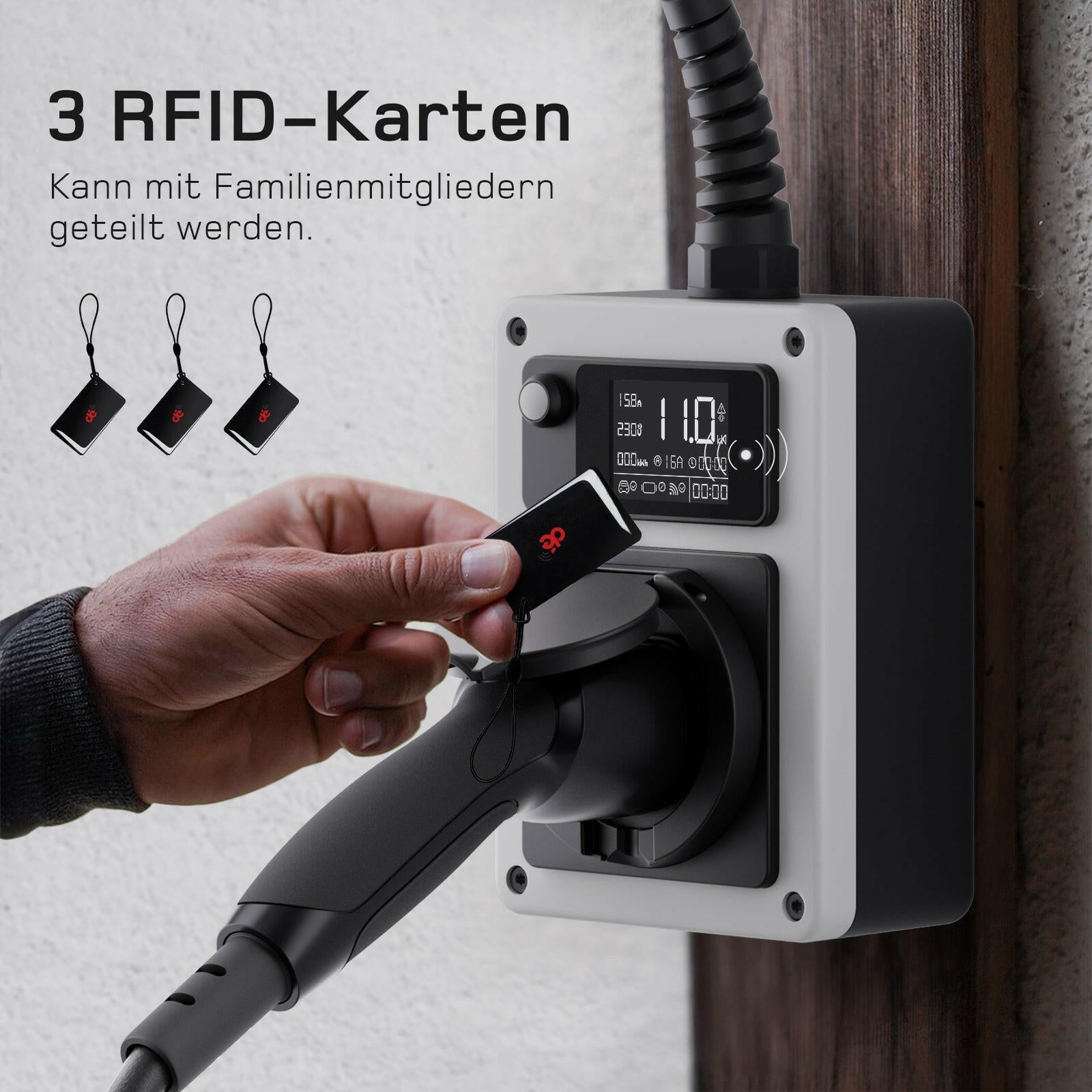 dé mobile Wallbox 11kW – Kabelführung und Halterung