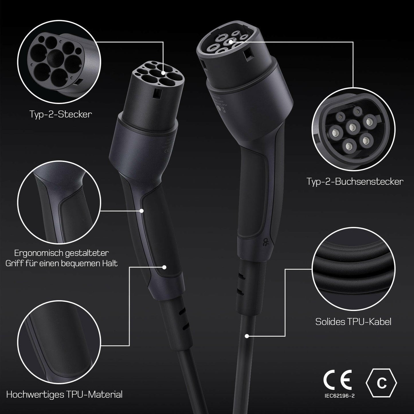 dé Typ 2 Ladekabel 22kW
