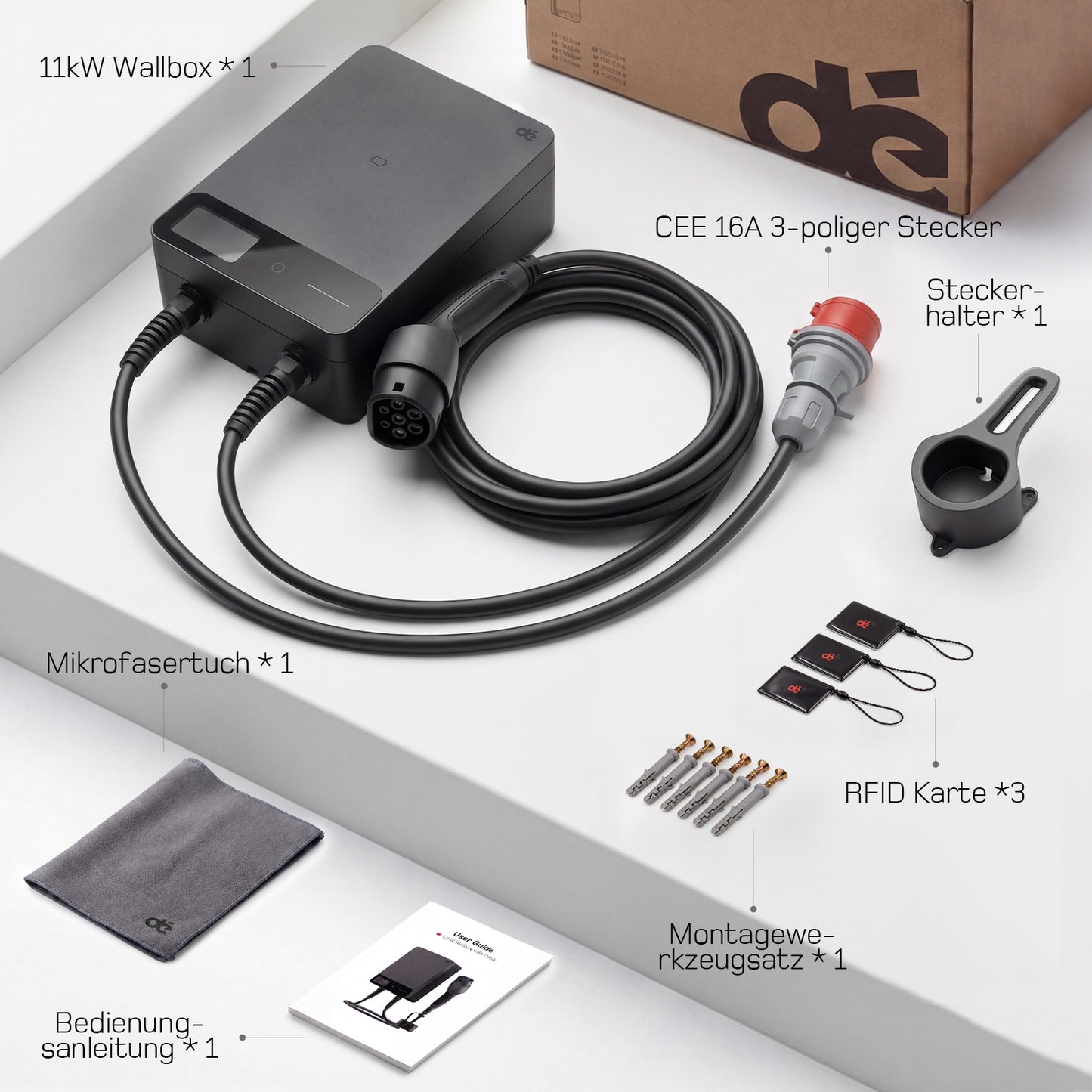 dé Wallbox 11 kW Typ 2 mit App & RFID