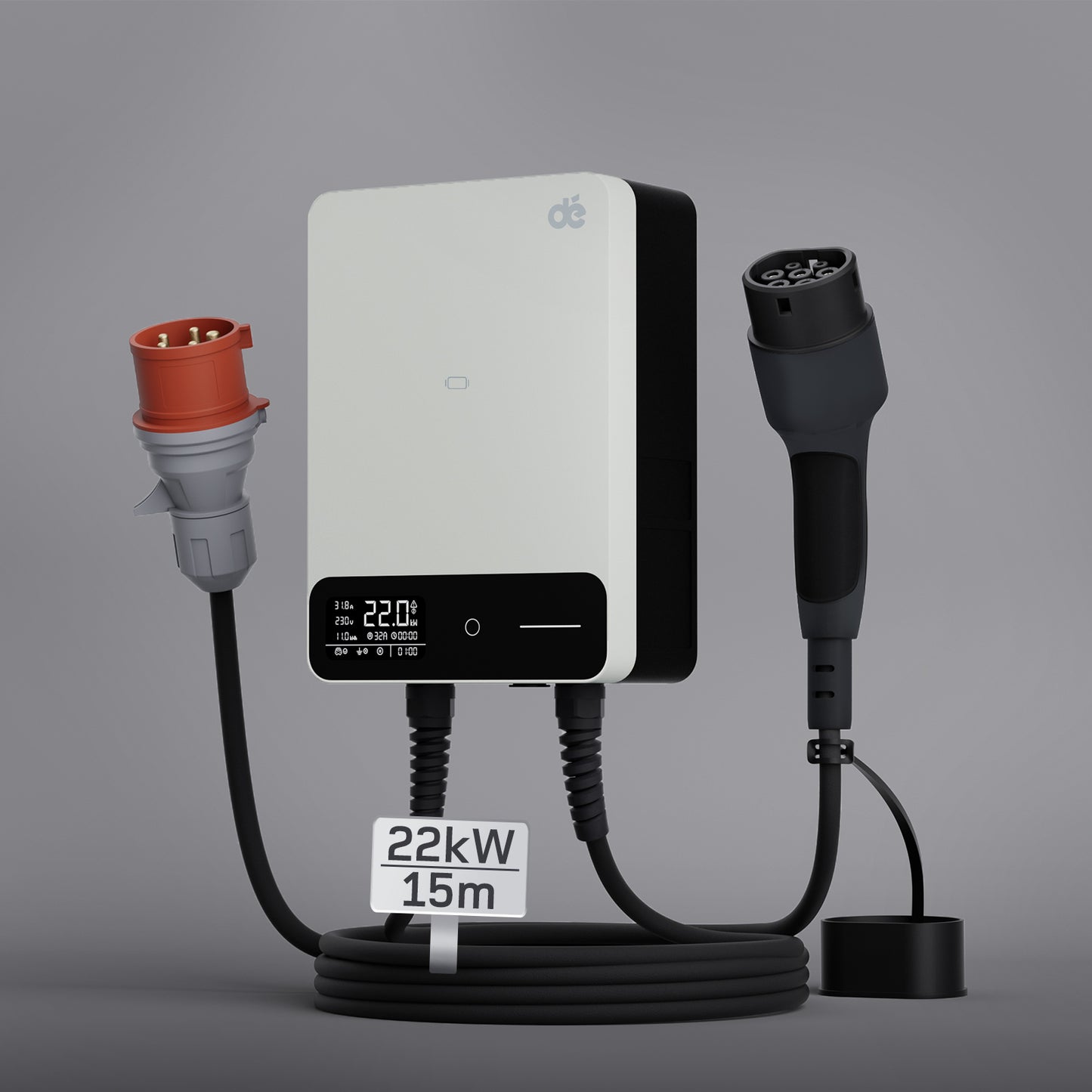 dé Wallbox 22 kW – 6–32A 3-Phasen EV-Ladegerät mit App, RFID & Typ-2 Ladekabel DE_dé