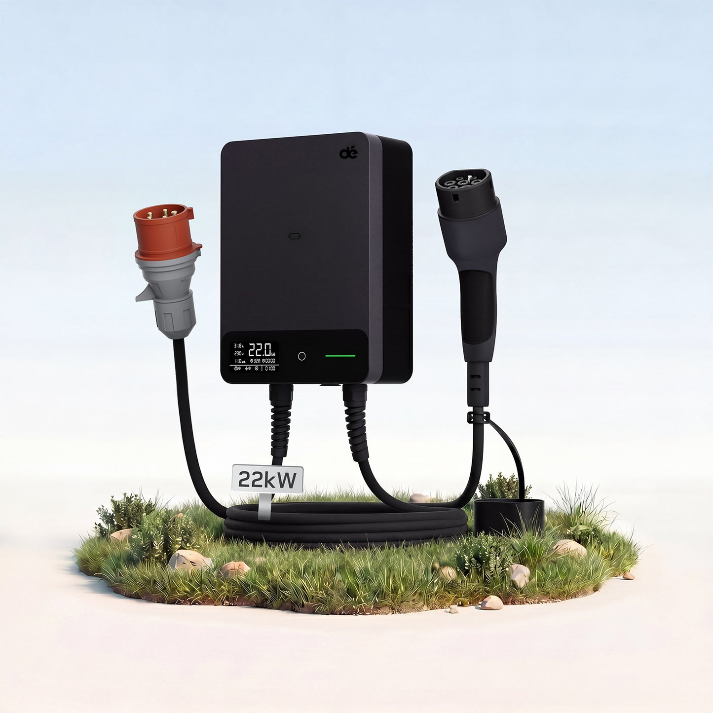 dé Wallbox 22 kW – 6–32A 3-Phasen EV-Ladegerät mit App, RFID & Typ-2 Ladekabel