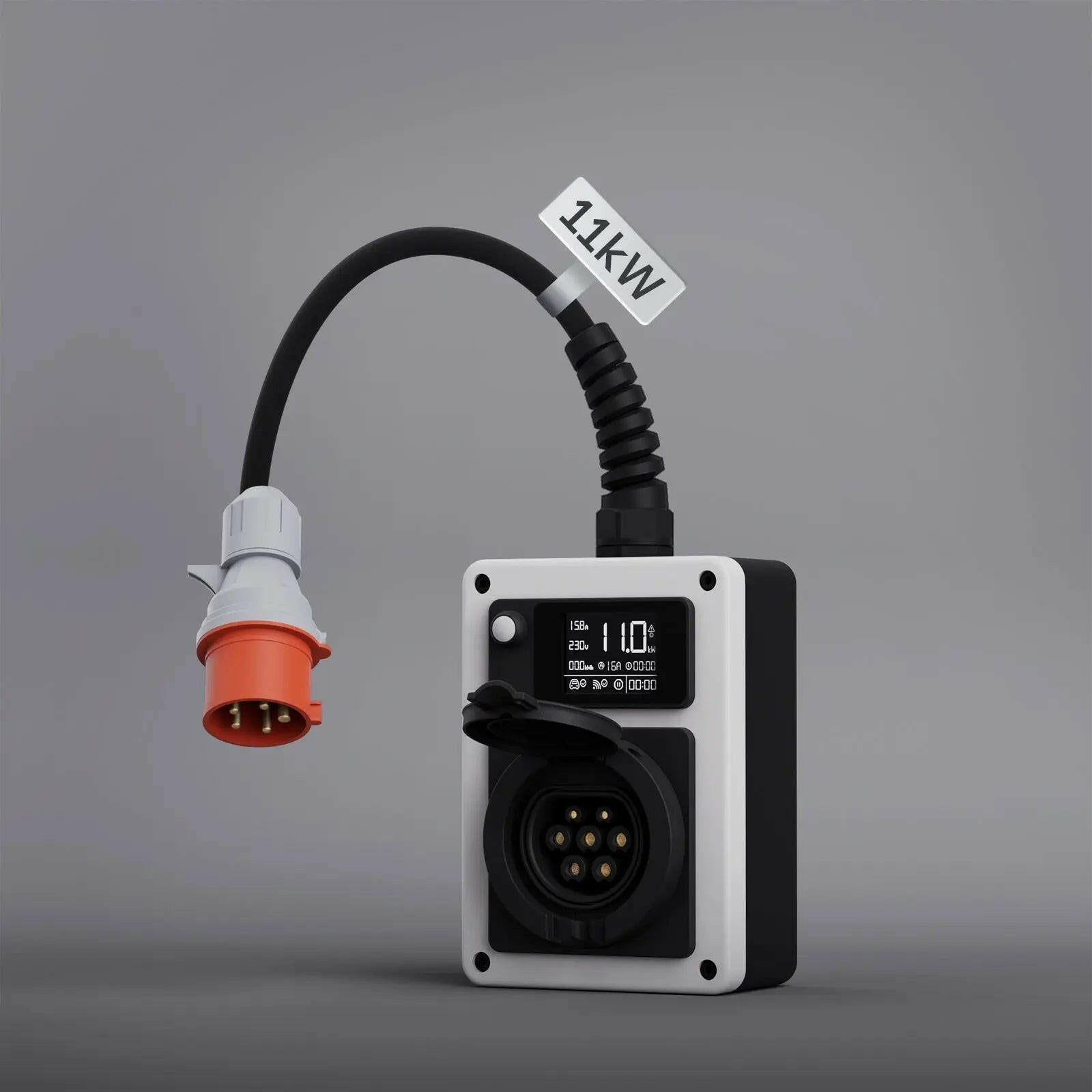 dé mobile Wallbox 11kW – Weiße Ladestation mit Typ-2-Stecker
