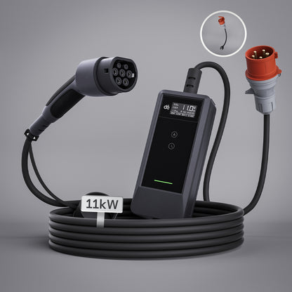 dé 11kW Mobile Ladestation v2 mit Typ-2/CEE-Ladekabel – Ihre Ladelösung für Zuhause & Reise DE_dé