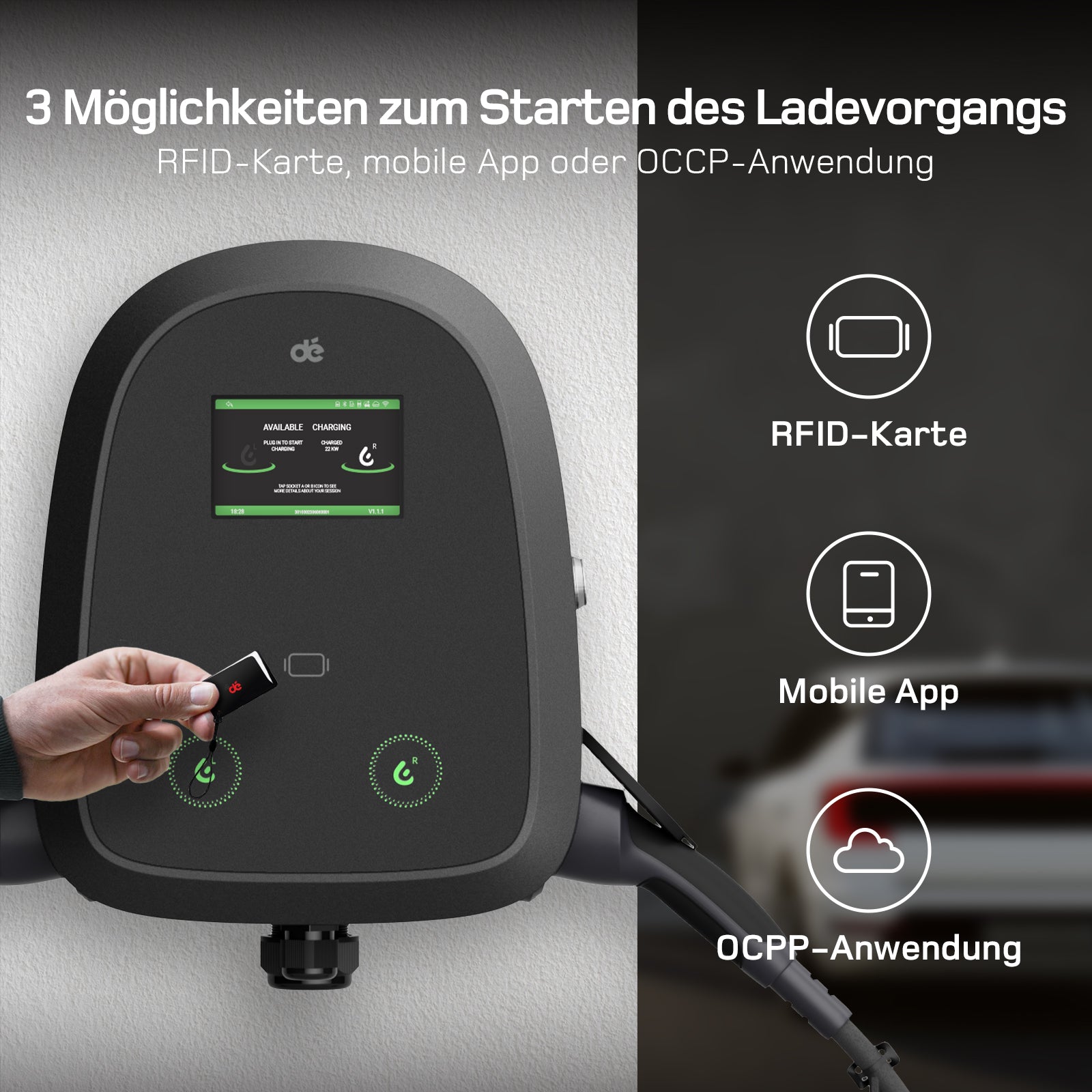 dé 2×22 kW Dual Wallbox mit APP & OCPP/RFID-Steuerung depow.de