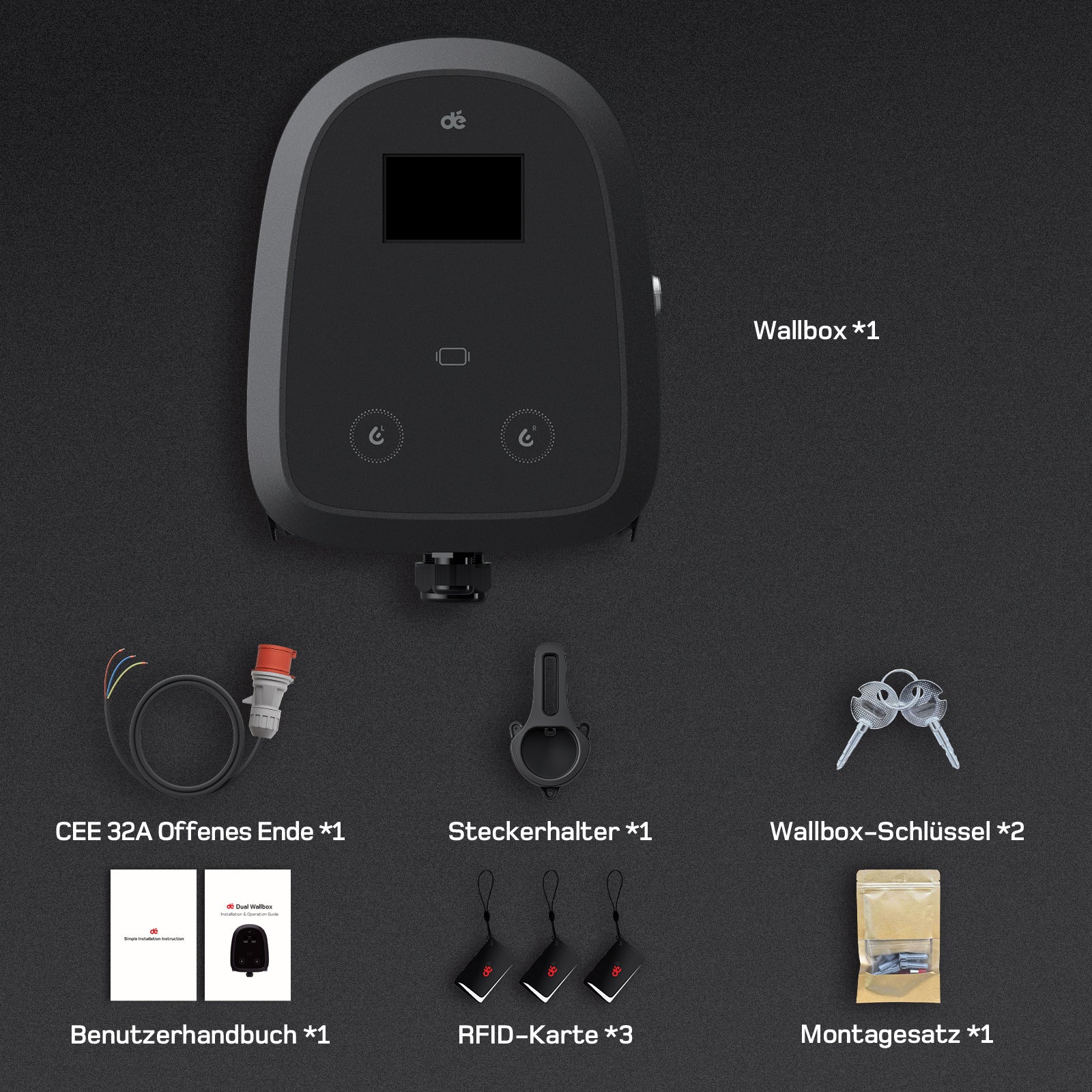 dé 2×22 kW Dual Wallbox mit APP & OCPP/RFID-Steuerung depow.de