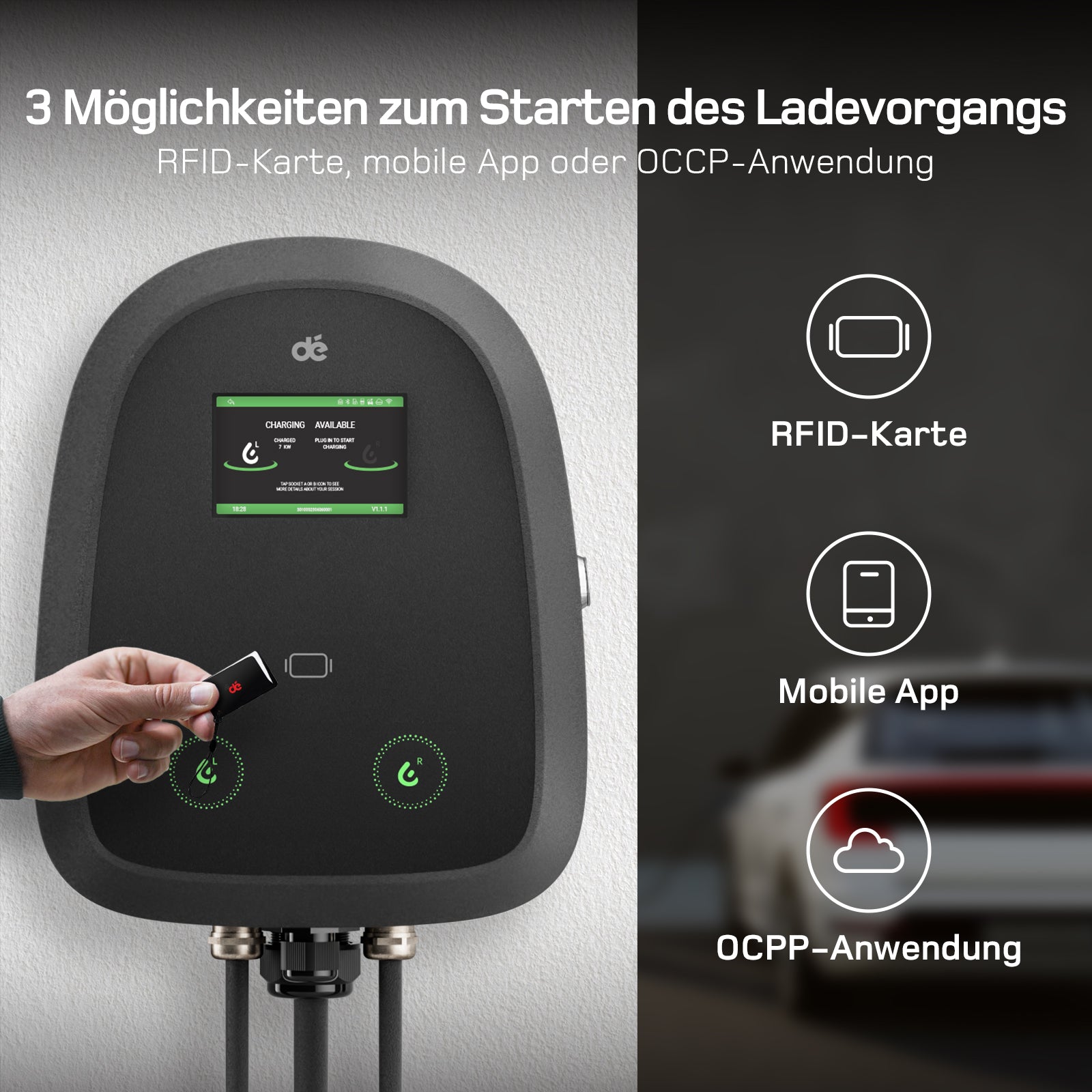dé 2×7,4 kW Dual Wallbox mit APP & OCPP/RFID-Steuerung depow.de