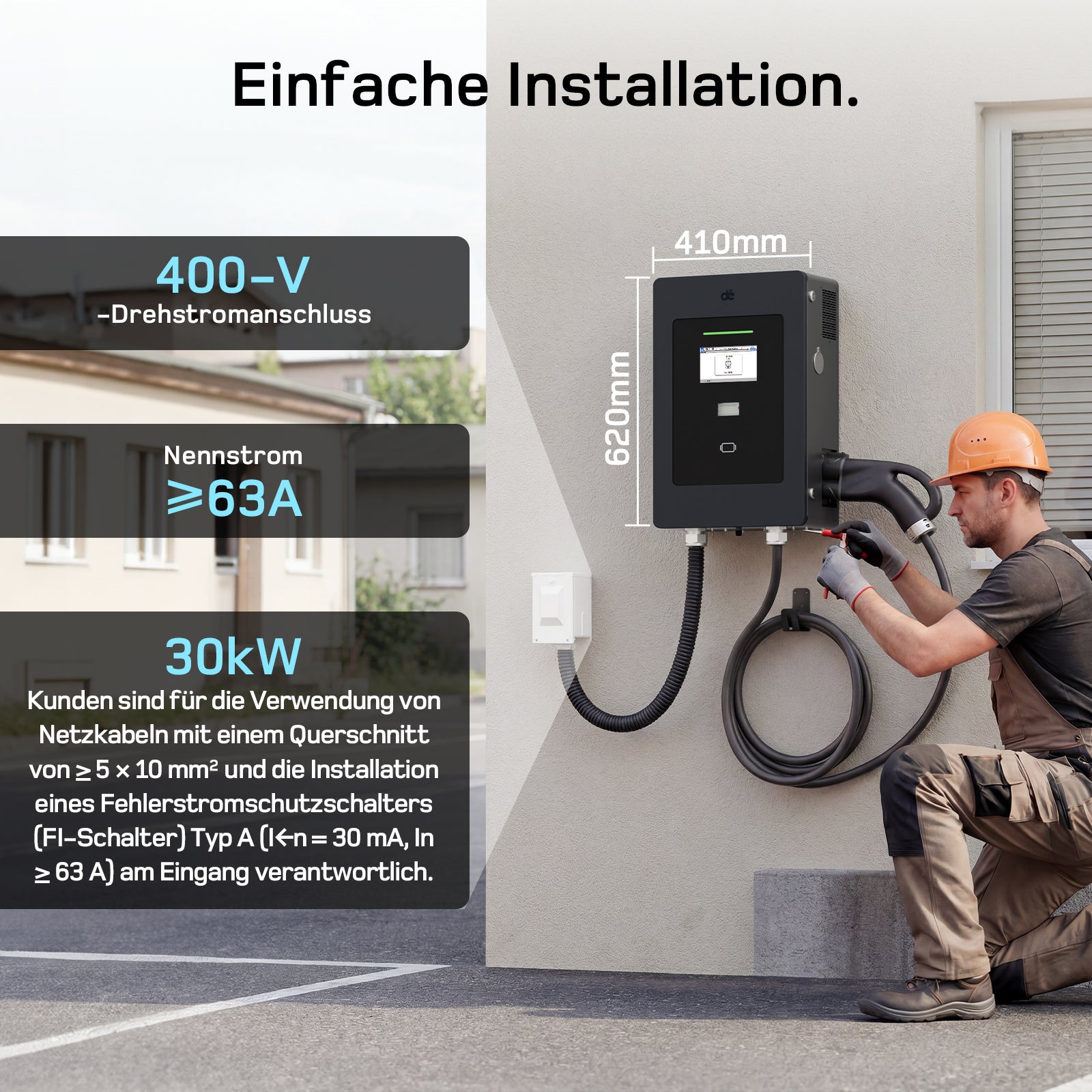 dé 30/40kW DC Wallbox für Zuhause – Schnellladen mit CCS und OCPP DE_dé