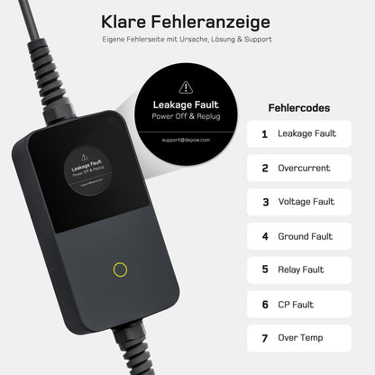dé 3,7kW Typ 2 Ladekabel Schuko mit APP