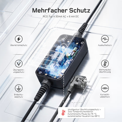 dé 3,7kW Typ 2 Ladekabel Schuko mit APP