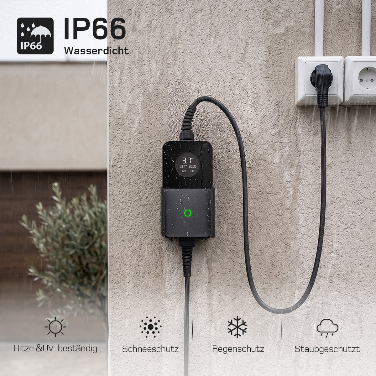 dé 3,7kW Typ 2 Ladekabel Schuko mit APP