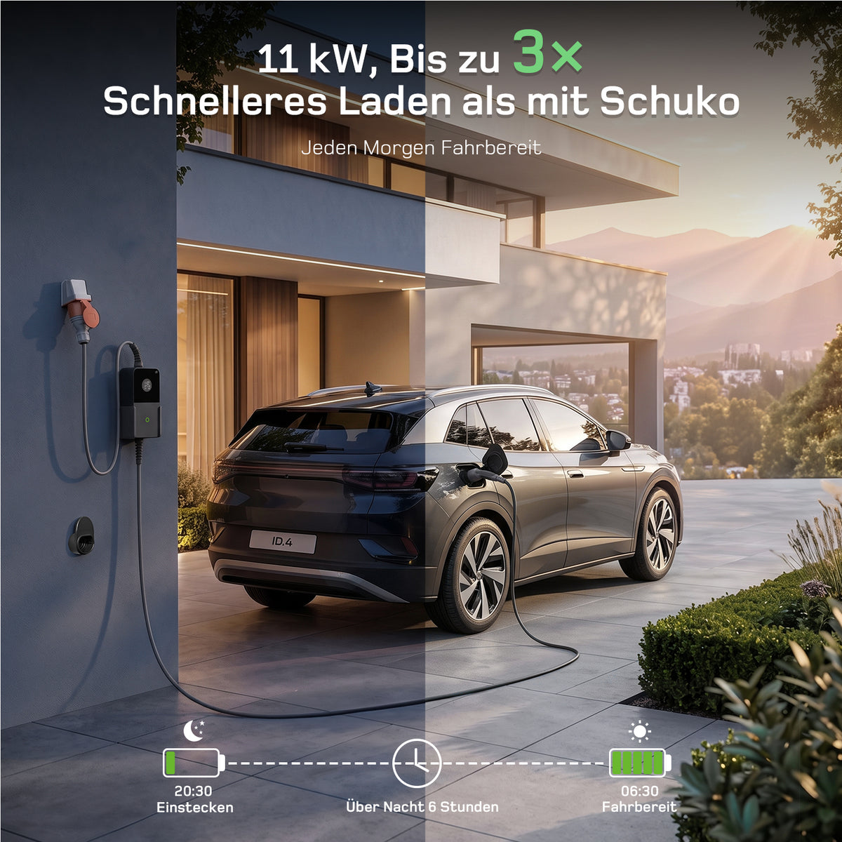dé Mobile Wallbox 11kW mit Ladehistorie und mehreren Ladeplänen
