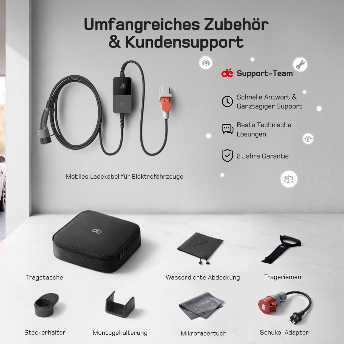 dé Mobile Wallbox 11kW mit Ladehistorie und mehreren Ladeplänen