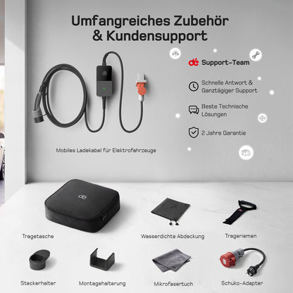 dé Mobile Wallbox 11kW mit Ladehistorie und mehreren Ladeplänen