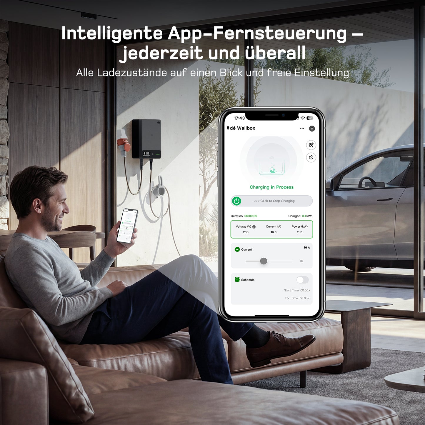 dé Wallbox 11 kW Typ 2 mit App & RFID