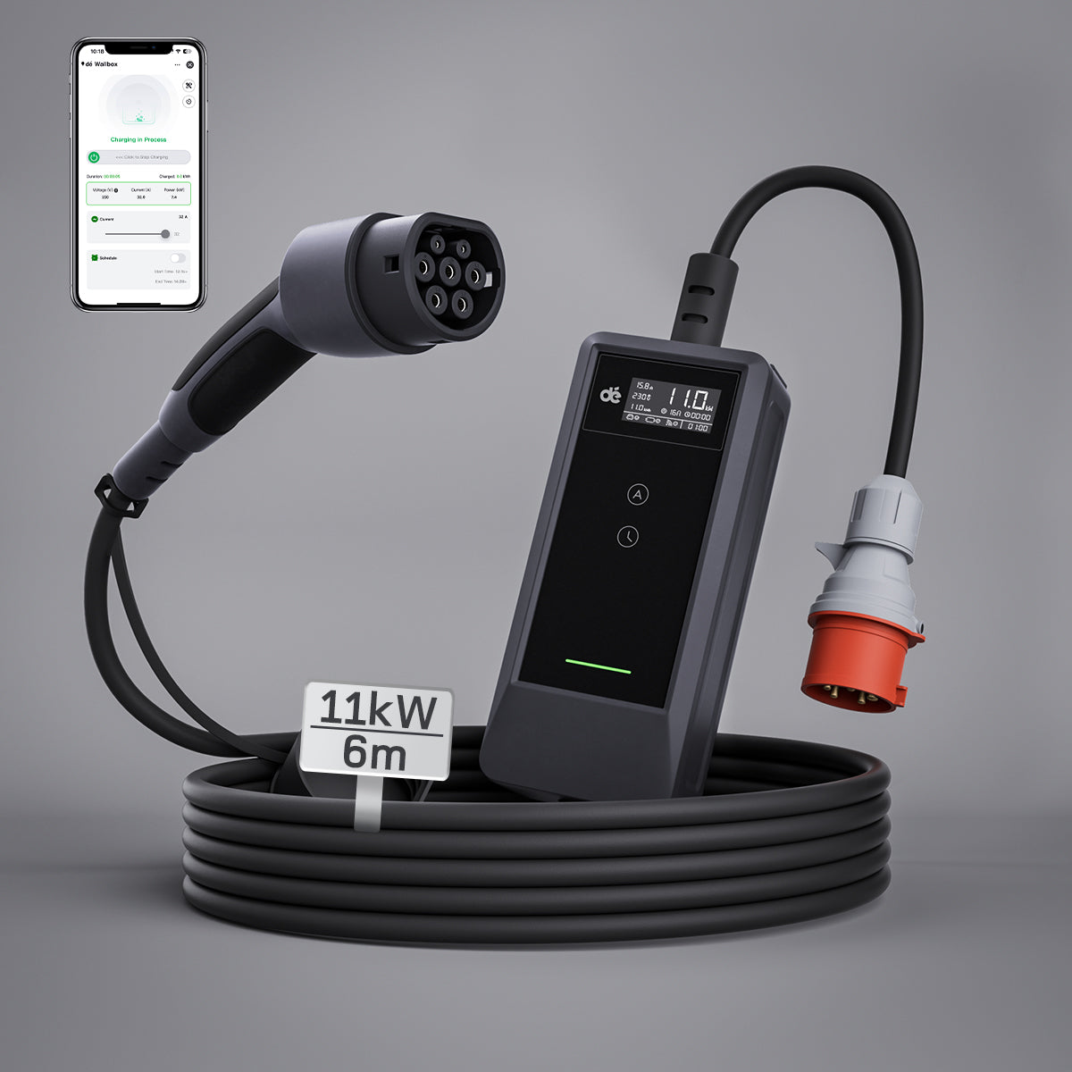 dé 11kW Mobile Ladestation v2 & Ladegerät mit Typ-2/CEE-Ladekabel – Ihre Ladelösung für Zuhause & Reise DE_dé