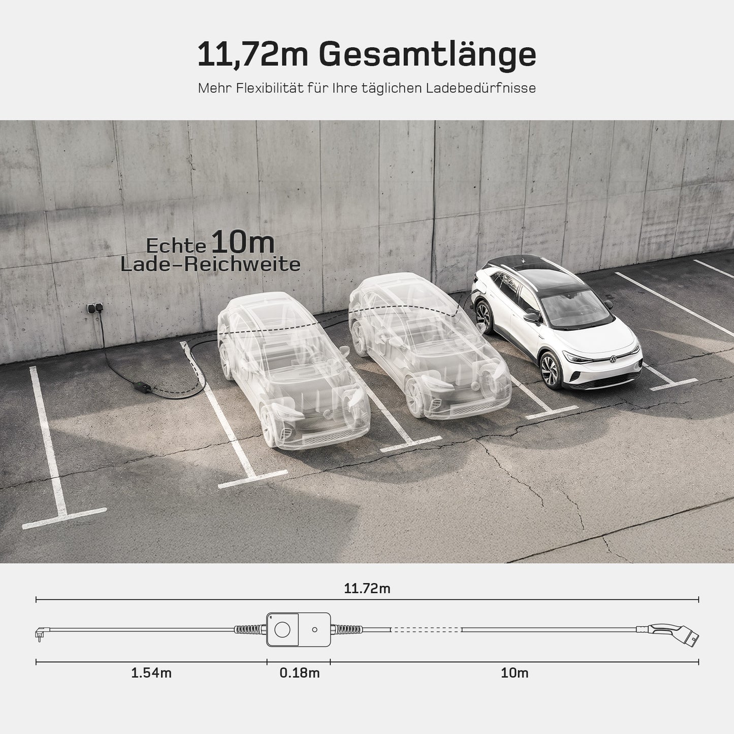 dé 3,7kW Typ 2 Ladekabel Schuko mit APP