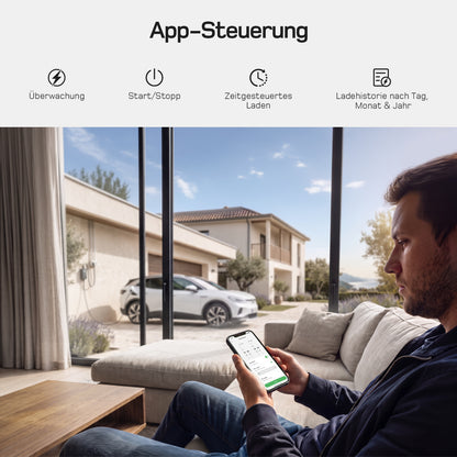 dé 3,7kW Typ 2 Ladekabel Schuko mit APP