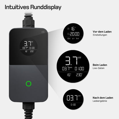 dé 3,7kW Typ 2 Ladekabel Schuko mit APP