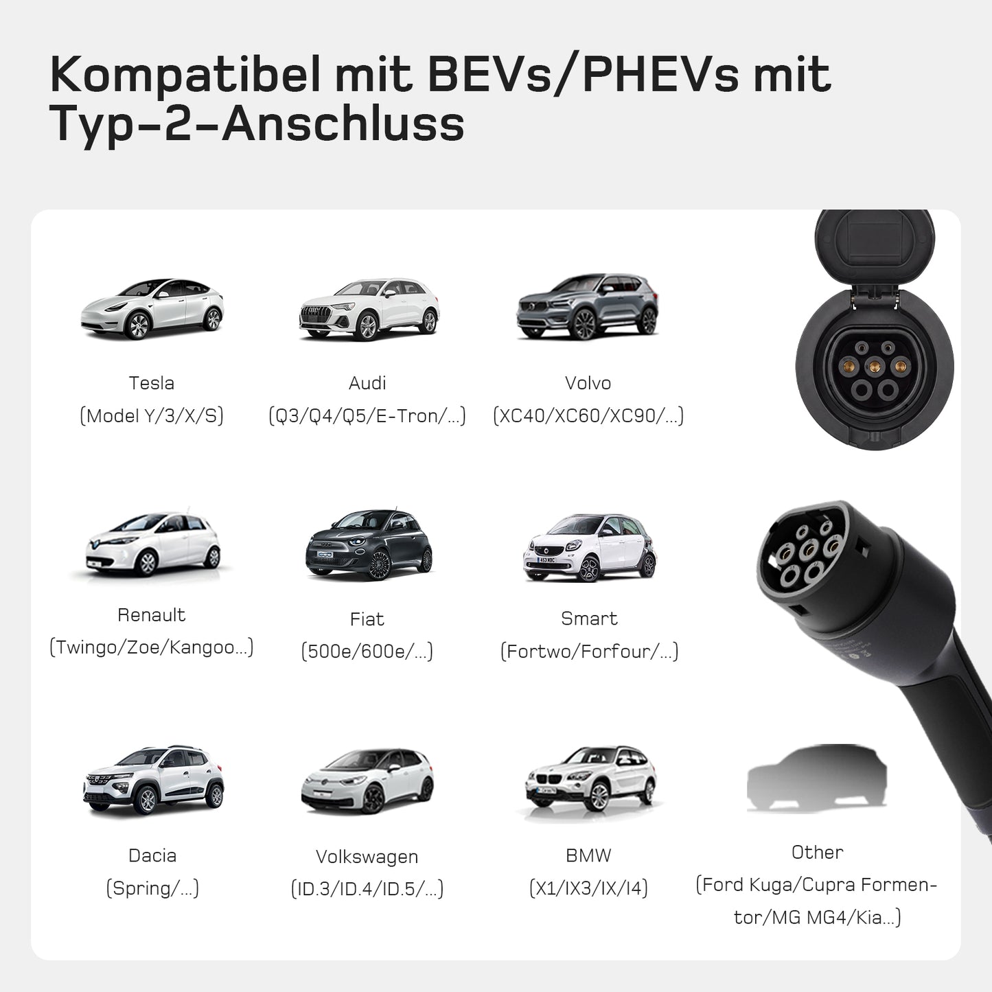 dé 3,7kW Typ 2 Ladekabel Schuko mit APP