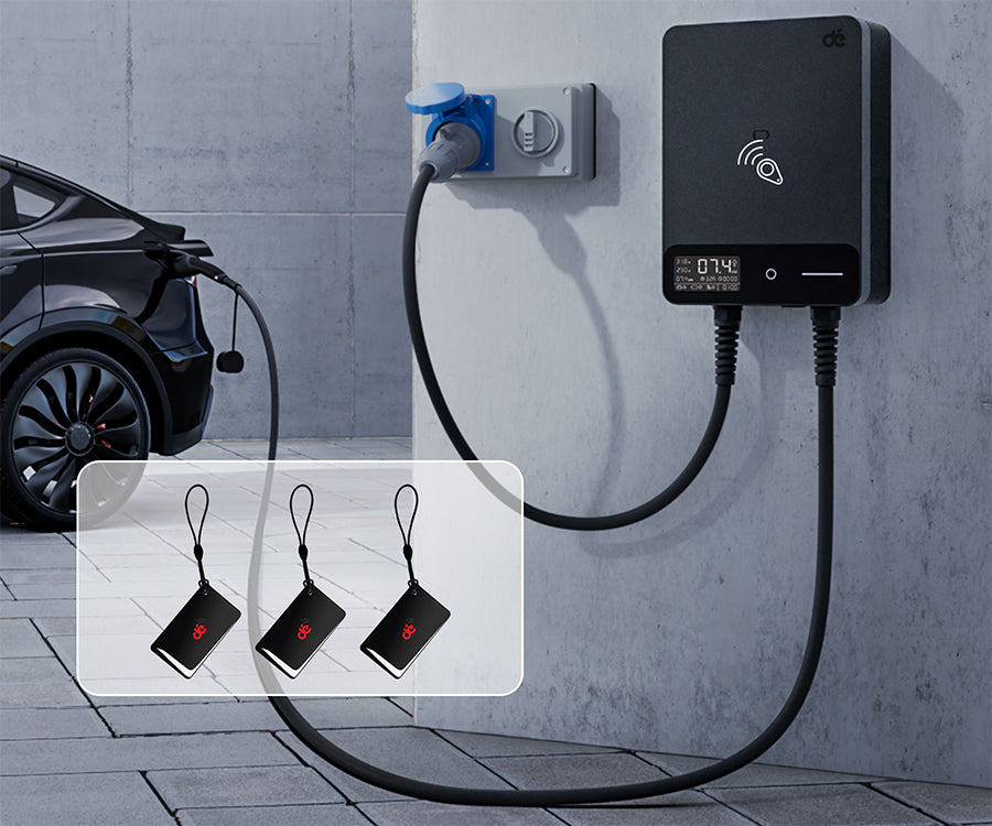 Wallbox monofazna punionica za punjenje električnih vozila (EV) snage 7kW s otvorenim žicama (CRNI) | WIFI zidna kutija 7kW